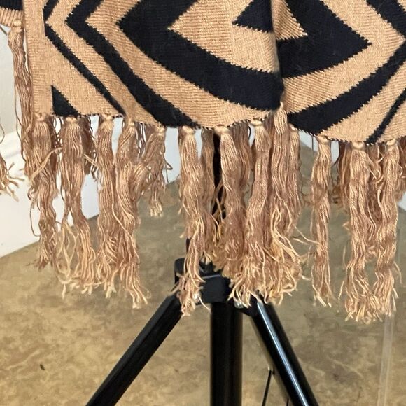 Forever 21 Womens Open Cardigan Sweater XS Long Duster Fringe Chevron Y2k Retro - Picture 8 of 12